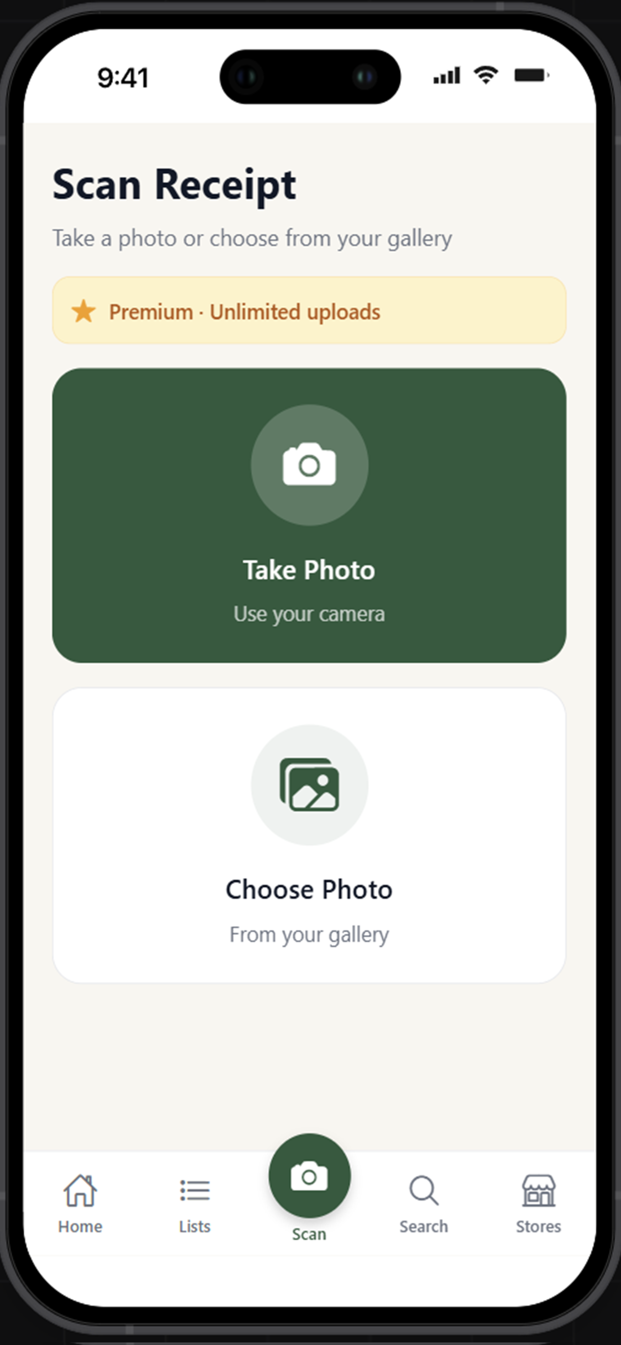 Receipt scanning feature